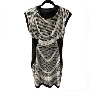 CUT25 by Yigal Azrouël Black White Ruched Blend Textured Sheath Dress 10